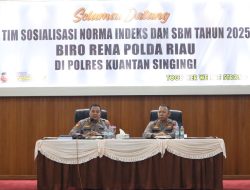 Sosialisasi Norma Indeks Polri dan SBM Tahun 2025 oleh Biro Rena Polda Riau di Polres Kuansing