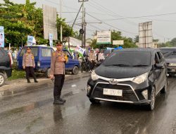 Kapolres Kampar Pimpin Langsung Personel Pengamanan Kampanye Akbar Paslon Urut Empat di Kampa