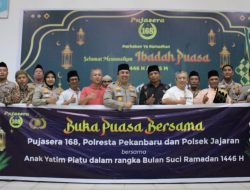 Kapolresta Pekanbaru dan Polsek Senapelan Gelar Buka Puasa Bersama Anak Yatim di Pujasera 168