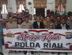 Polresta Pekanbaru Hadir di Tengah Jemaat, Gelar Minggu Kasih Bersama Polda Riau