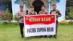 Patroli Minggu Kasih Di Gereja – Polsek Tapung Hilir Himbau Keamanan Kendaraan”