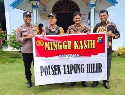 Patroli Minggu Kasih Di Gereja – Polsek Tapung Hilir Himbau Keamanan Kendaraan”