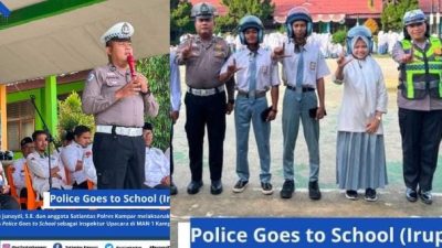 Police Goes to School di MAN 1 Kuok, Satlantas Polres Kampar Edukasi Keselamatan Berlalu Lintas dan Bagikan Helm SNI