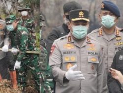 Kapolda Riau dan Pangdam Tuanku Tambusai Patroli Udara Karhutla, Turun Langsung Padamkan Api di Pelalawan