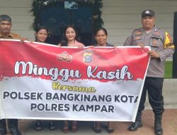 Giat Minggu Kasih, Polsek Bangkinang Kota Hadir Beri Rasa Aman Ibadah Jemaat Gereja Pantekosta
