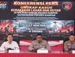 Polres Kampar Tangkap 4 Pelaku Pembakaran Karhutla dan Sebabkan 17 Hektar Lahan Terbakar di Kecamatan Tambang